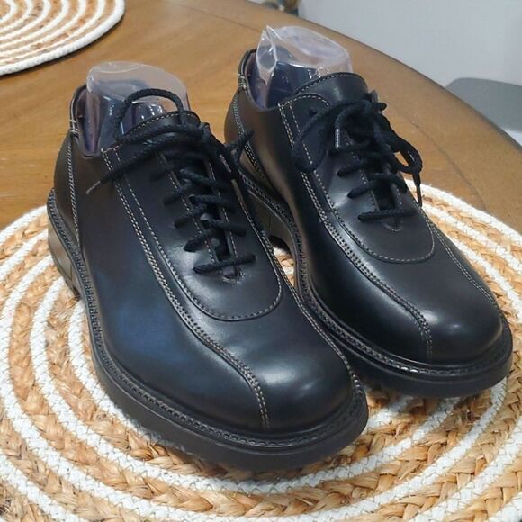 BASS Messanger Black Leather Lace-up Casual Shoes, Nwot 7.5 - Picture 1 of 9